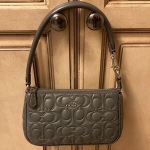 Coach Embossed Gray Shoulder Bag